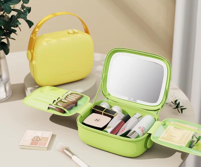 Cosmetic Bag with Mirror - Green